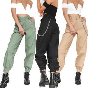 sleek fashion Joggers    Women Fashion Harem Chain Long Pants High Waist Hip Hop Sports Jogger Trousers