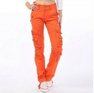 sleek fashion Joggers    Women Straight Overalls Military Army Cargo Multi Pocket Pants Trousers Cotton L