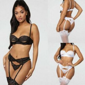    Women Sexy Lingerie Black Lace Dress G-string Underwear Babydoll Sleepwear Sets