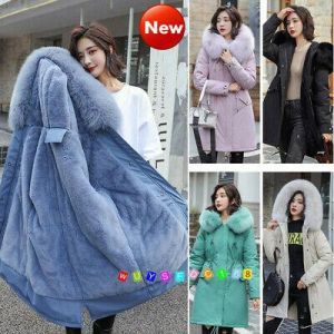 sleek fashion coats, jackets &vest    Women's Warm Jacket Winter Hooded Mid-Long Coat Big Fur Collar Parka Outwear