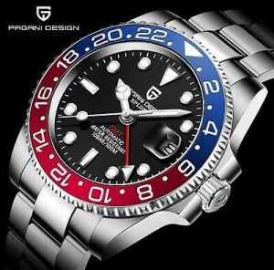    SALE!!! PAGANI DESIGN 2020 Sapphire Mechanical Stainless Steel GMT Blue / Red