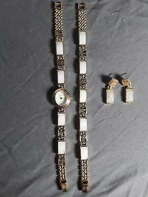sleek fashion jewellery      Vintage Women’s Gem Time Watch , bracelet  and earring set