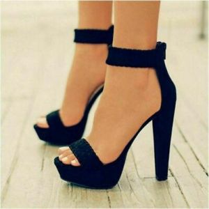 sleek fashion heels    Women&#039;s Ankle Strap Platform High Heels Sandals Knit Weave Peep Toe Shoes Summer