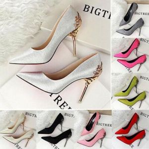    Suede Ladies Point Toe Pumps Stiletto High Heels Work Slip On Party Women Shoes
