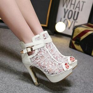    Womens Punk High Heels Stilettos Pumps Ankle Strap Sandals Peep Toe Shoes New