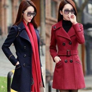 sleek fashion coats, jackets &vest    Women&#039;s Double Breasted Wool Trench Coat Slim Long Jacket Warm Overcoat Outwear